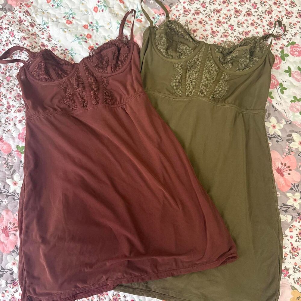 Urban-outfitters Women's Burgundy and Brown Dress
